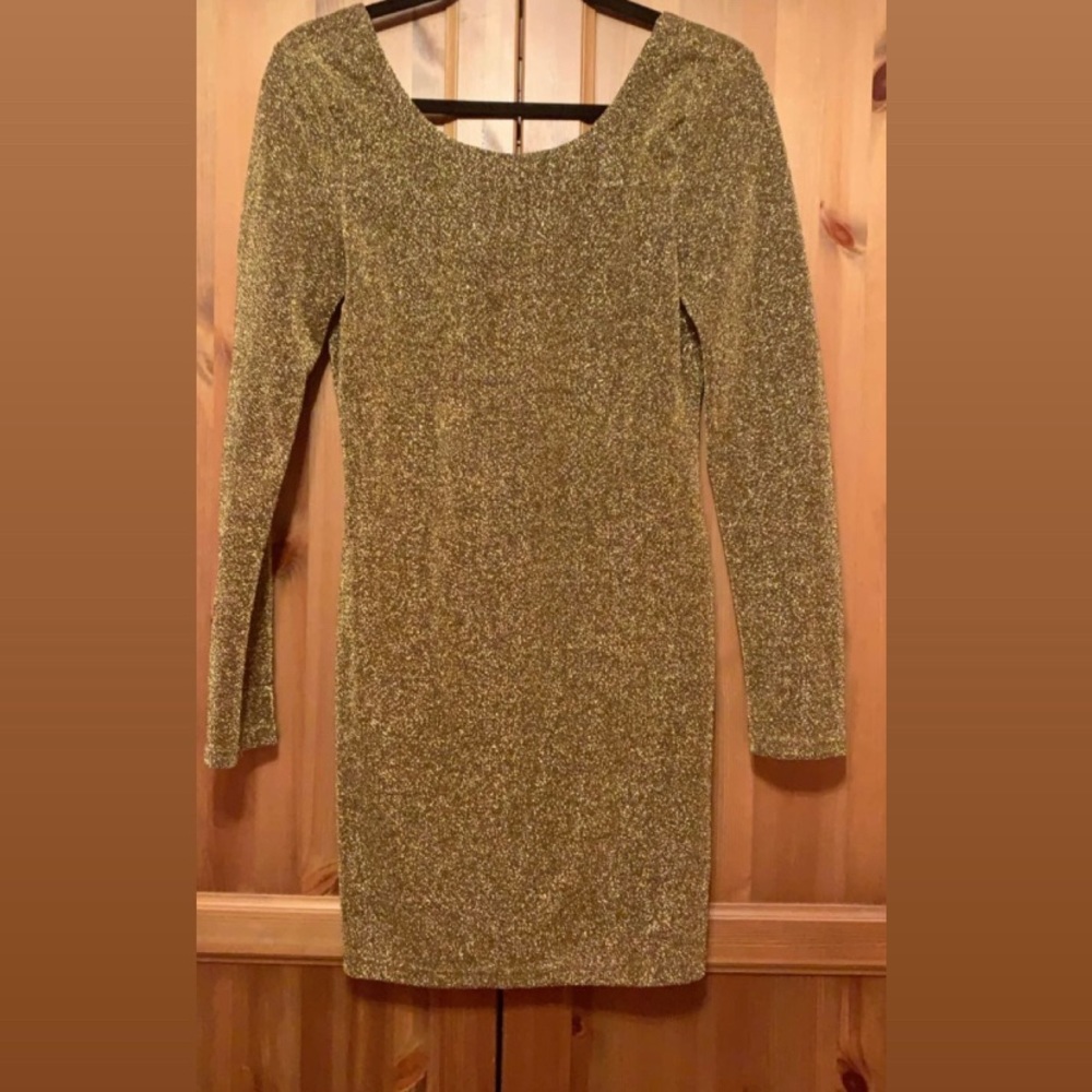 Metallic gold long sleeve dress